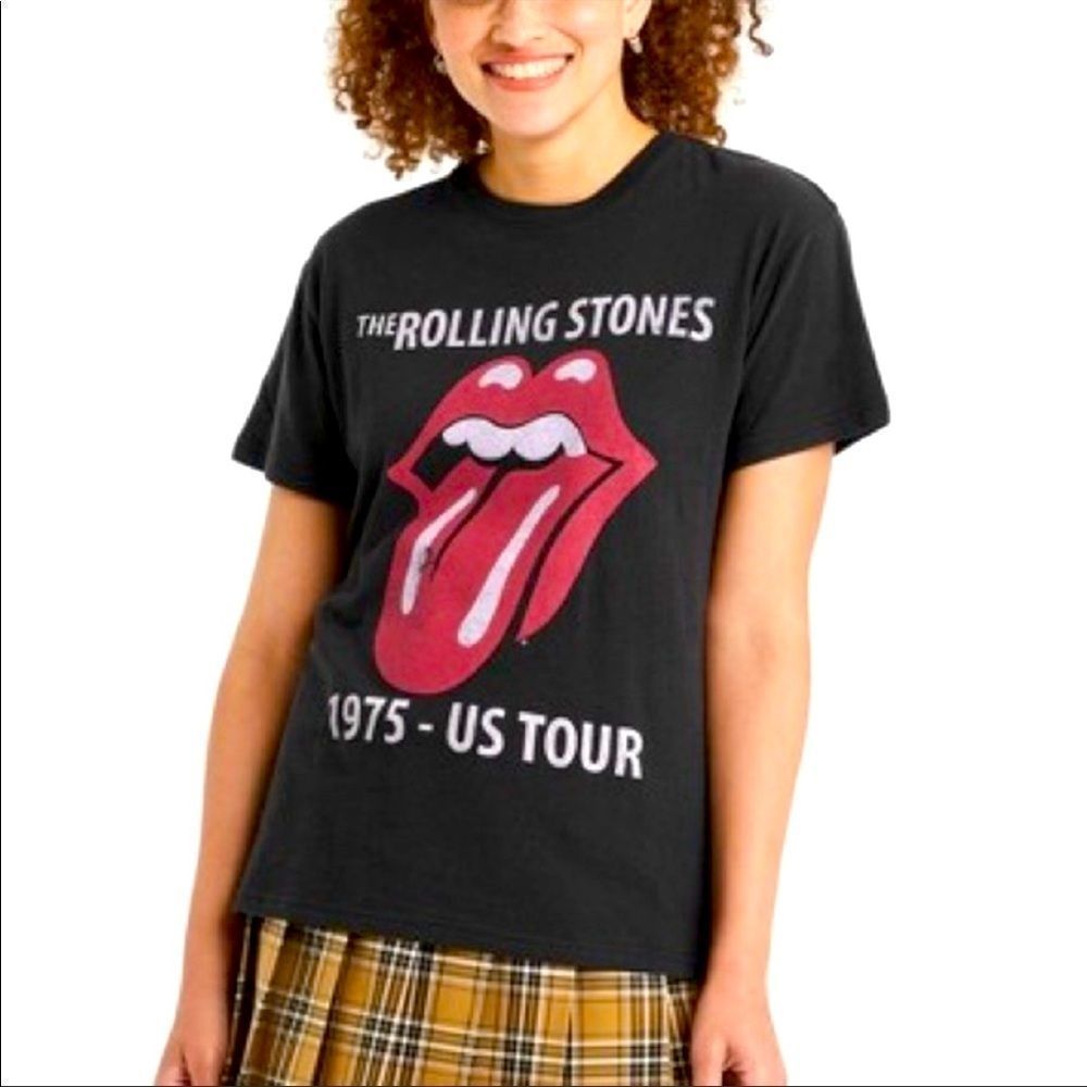 Rolling Stones 1975 US Tour Black Graphic Tee | Size Large
